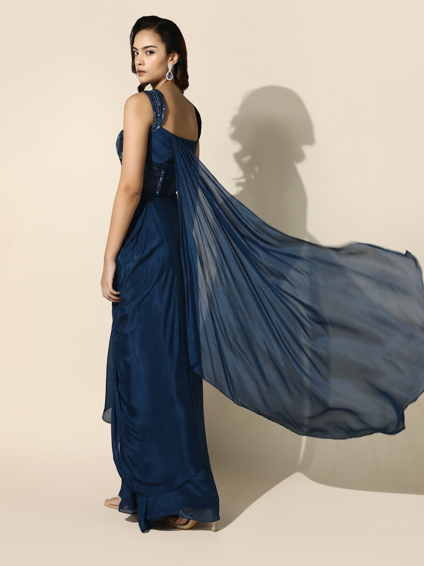 Midnight Blue Drape Corset Gown