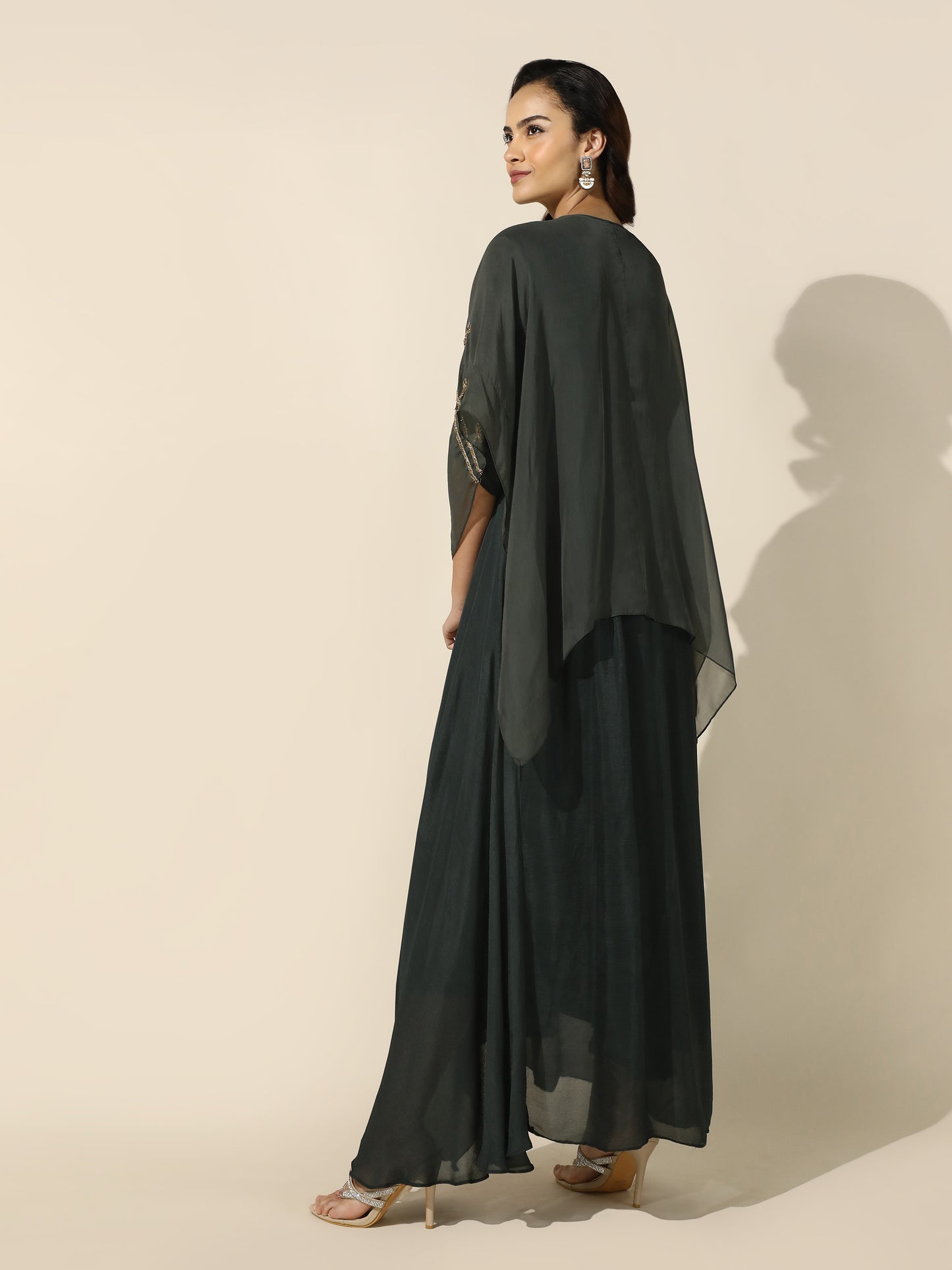 Kaftan Shrug and Solid Anarkali Set