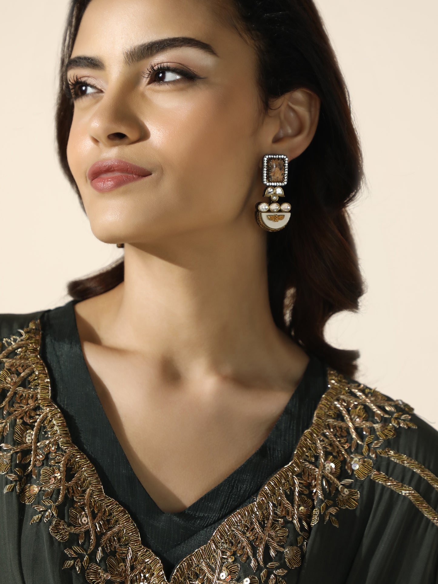 Kaftan Shrug and Solid Anarkali Set