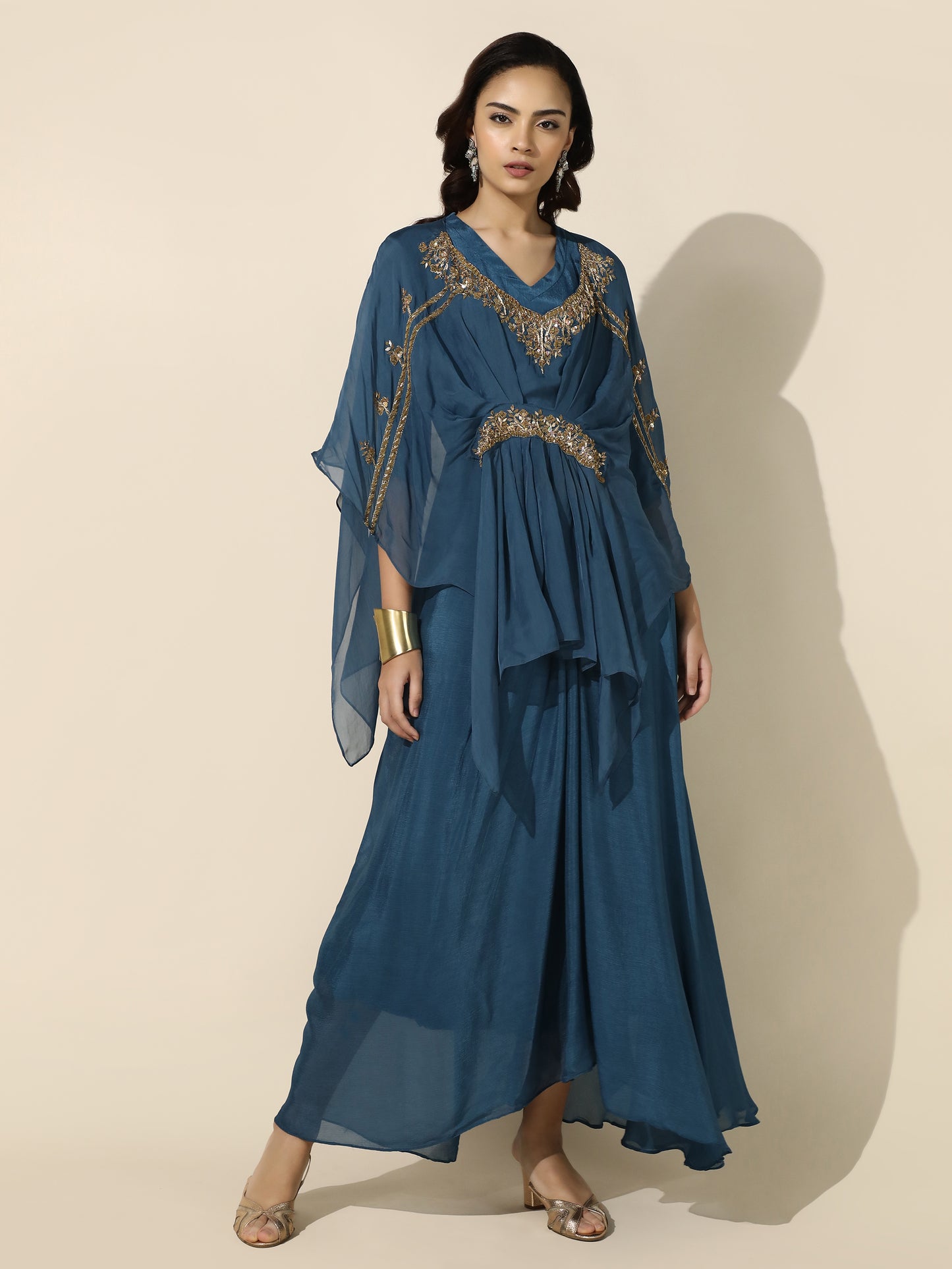 Kaftan Shrug and Solid Anarkali Set