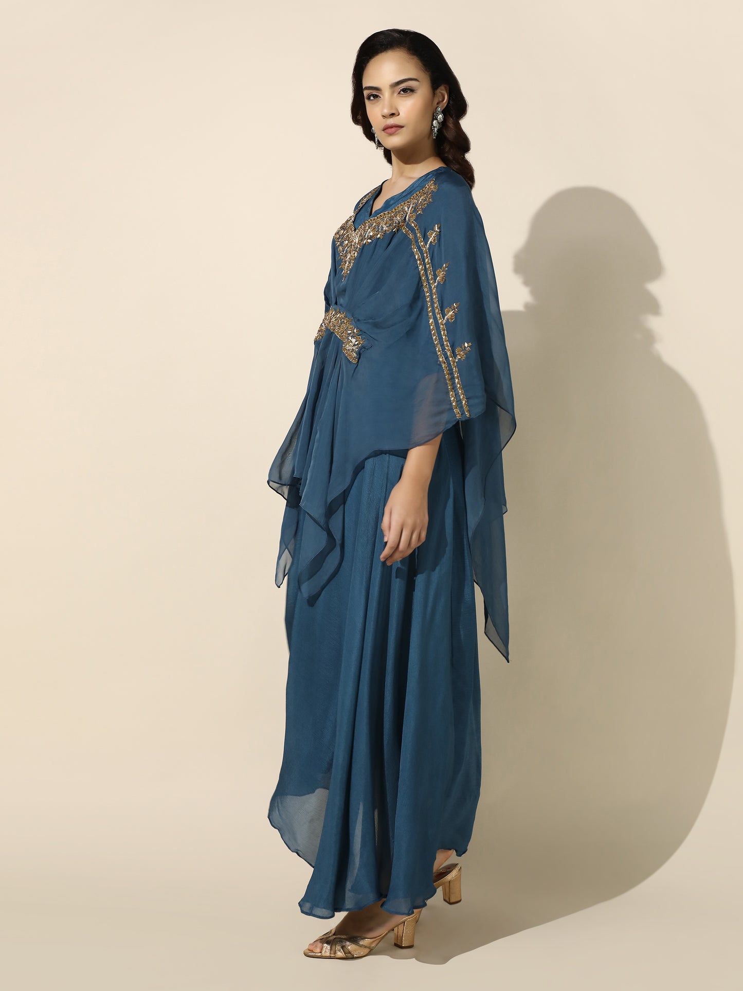 Kaftan Shrug and Solid Anarkali Set