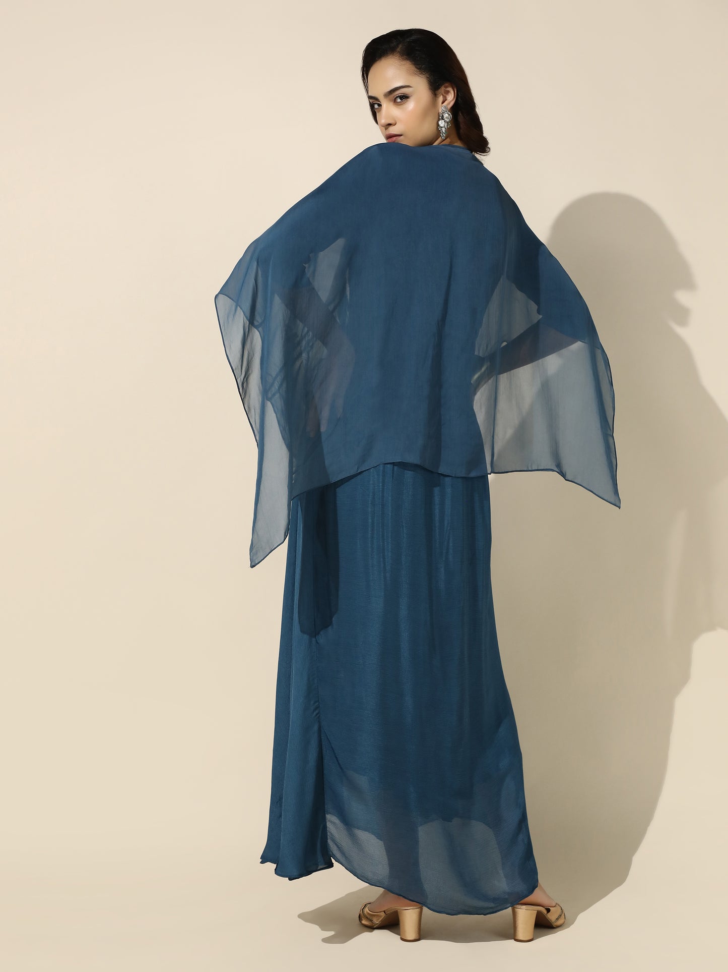 Kaftan Shrug and Solid Anarkali Set