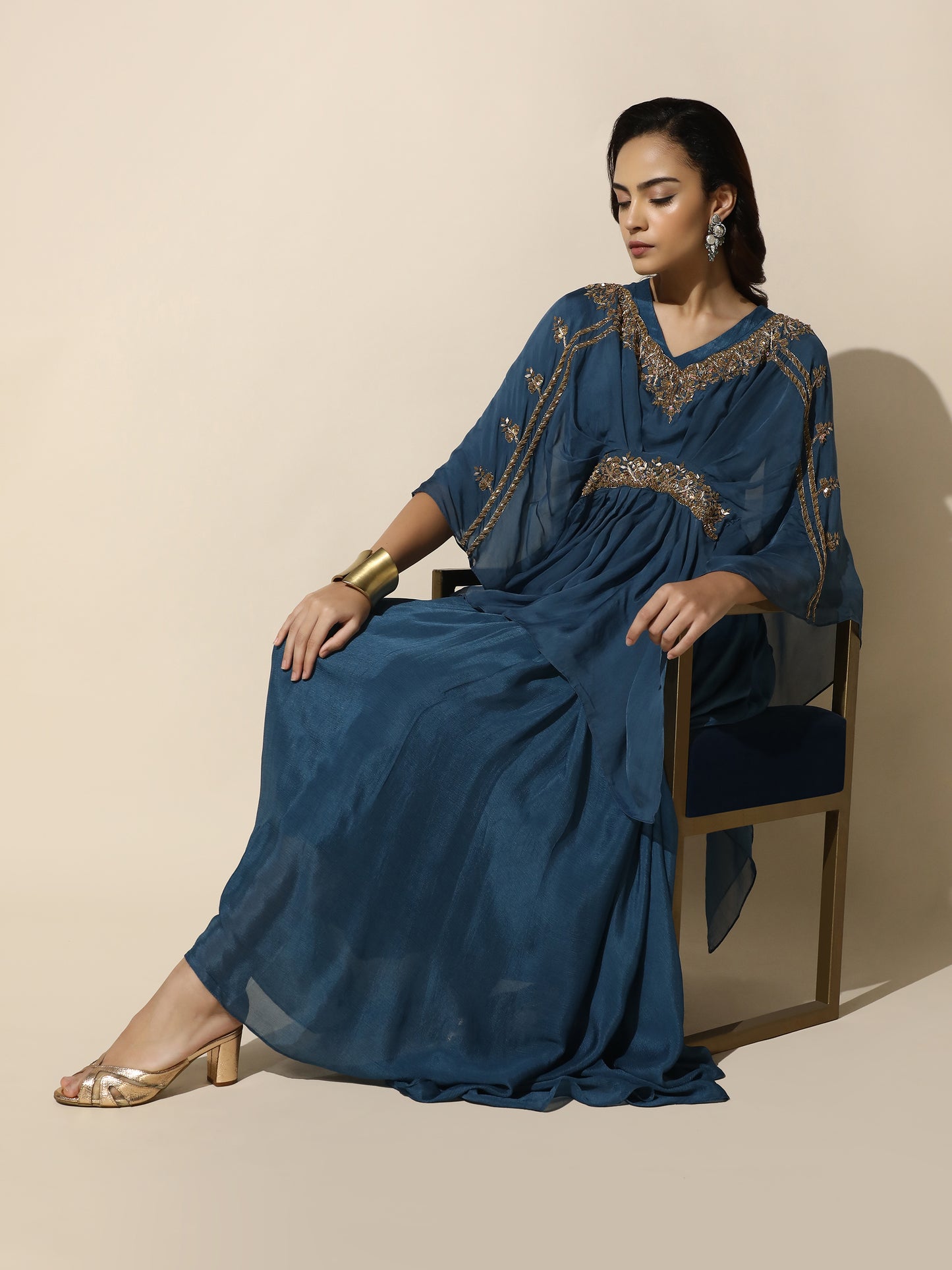 Kaftan Shrug and Solid Anarkali Set